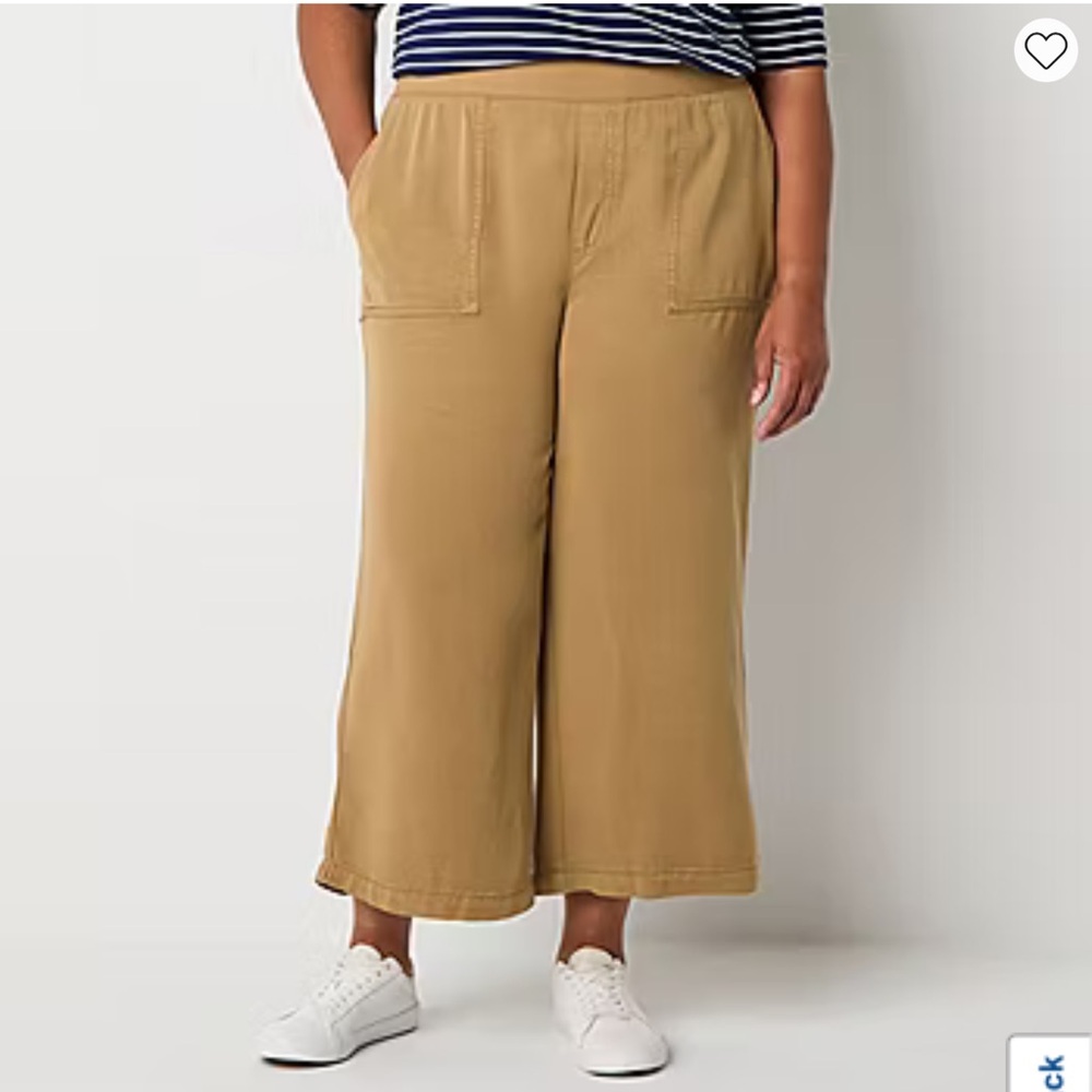 St. John's Bay High Rise Plus Capris Pull-up Sz 2X Khaki Light Brown